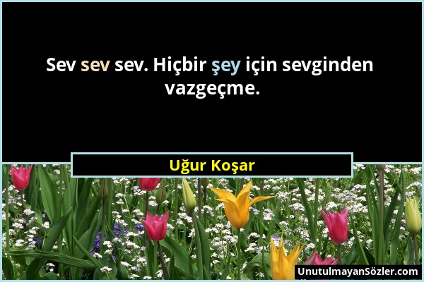 Uğur Koşar - Sev sev sev. Hiçbir şey için sevginden vazgeçme....