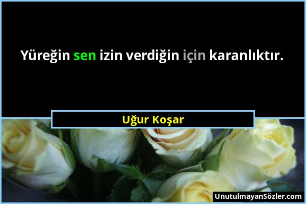 Uğur Koşar - Yüreğin sen izin verdiğin için karanlıktır....