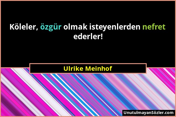 Ulrike Meinhof - Köleler, özgür olmak isteyenlerden nefret ederler!...