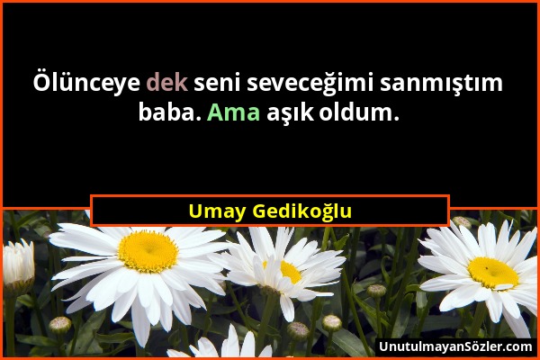 Umay Gedikoğlu - Ölünceye dek seni seveceğimi sanmıştım baba. Ama aşık oldum....