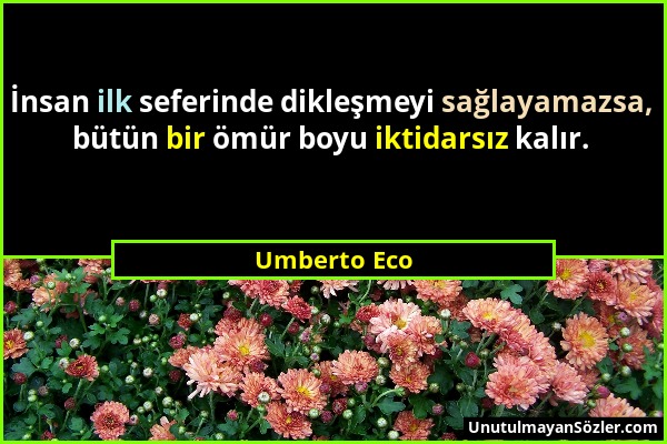 Umberto Eco - İnsan ilk seferinde dikleşmeyi sağlayamazsa, bütün bir ömür boyu iktidarsız kalır....