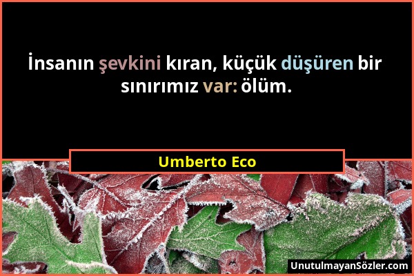 Umberto Eco - İnsanın şevkini kıran, küçük düşüren bir sınırımız var: ölüm....