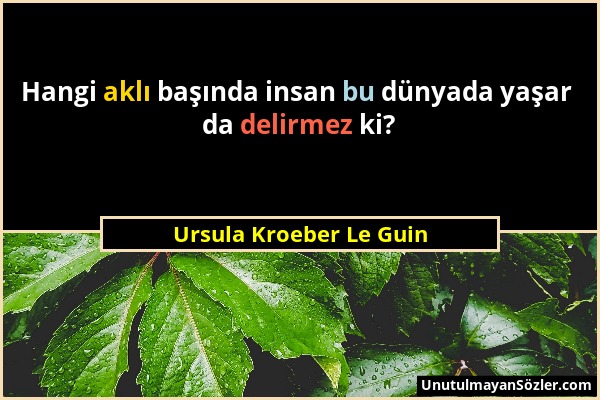 Ursula Kroeber Le Guin - Hangi aklı başında insan bu dünyada yaşar da delirmez ki?...