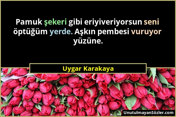 Uygar Karakaya - Pamuk şekeri gibi eriyiveriyorsun seni öptüğüm yerde. Aşkın pembesi vuruyor yüzüne....