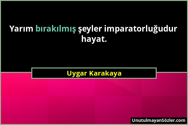 Uygar Karakaya - Yarım bırakılmış şeyler imparatorluğudur hayat....