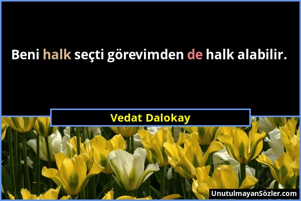 Vedat Dalokay - Beni halk seçti görevimden de halk alabilir....