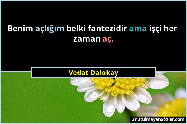 Vedat Dalokay - Benim açlığım belki fantezidir ama işçi her zaman aç....