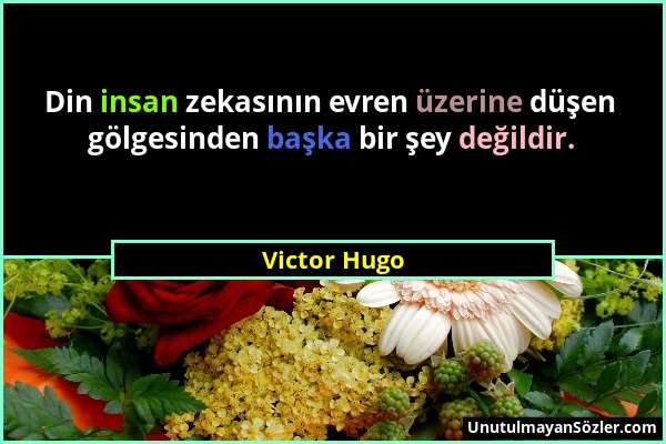 Victor Hugo - Din insan zekasının evren üzerine düşen gölgesinden başka bir şey değildir....