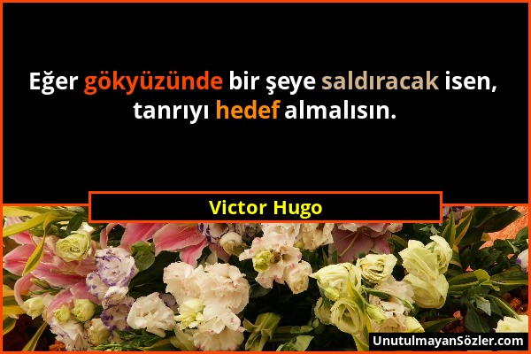 Victor Hugo - Eğer gökyüzünde bir şeye saldıracak isen, tanrıyı hedef almalısın....