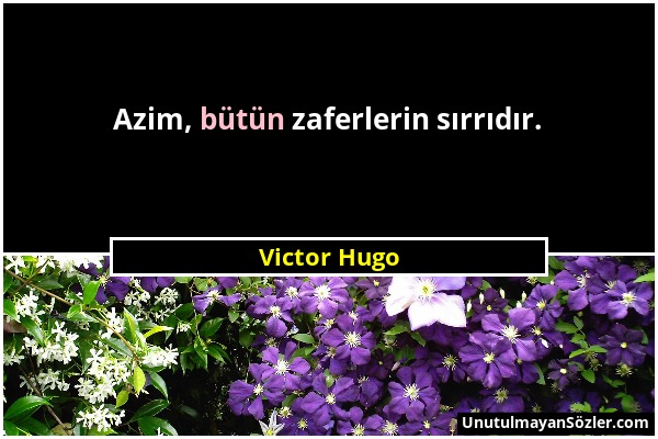 Victor Hugo - Azim, bütün zaferlerin sırrıdır....