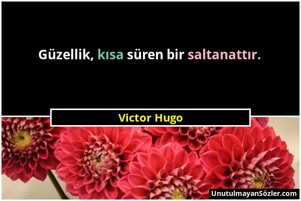 Victor Hugo - Güzellik, kısa süren bir saltanattır....