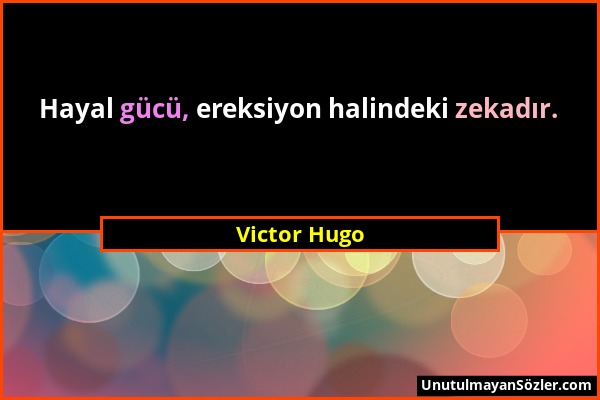 Victor Hugo - Hayal gücü, ereksiyon halindeki zekadır....
