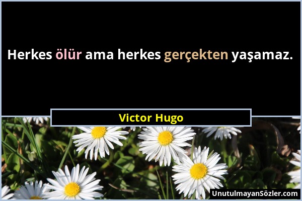 Victor Hugo - Herkes ölür ama herkes gerçekten yaşamaz....