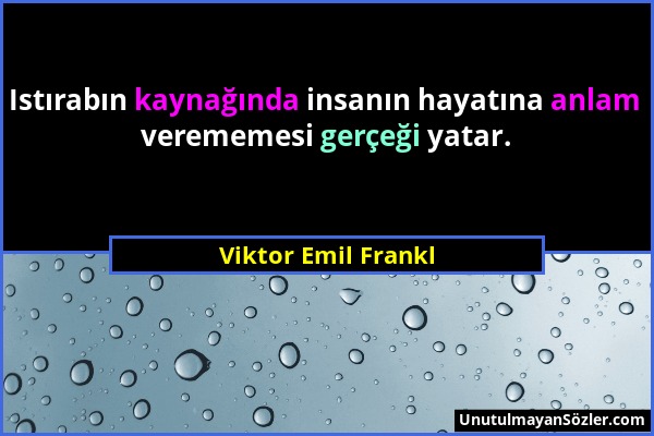 Viktor Emil Frankl - Istırabın kaynağında insanın hayatına anlam verememesi gerçeği yatar....