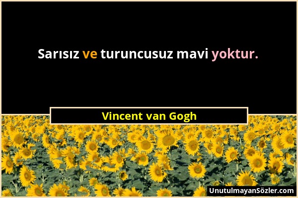 Vincent van Gogh - Sarısız ve turuncusuz mavi yoktur....