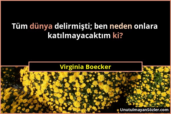 Virginia Boecker - Tüm dünya delirmişti; ben neden onlara katılmayacaktım ki?...