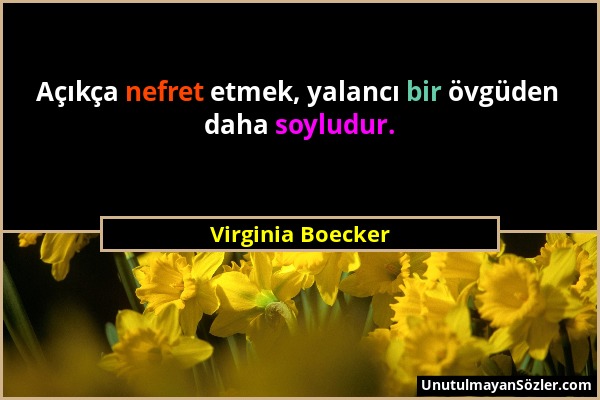 Virginia Boecker - Açıkça nefret etmek, yalancı bir övgüden daha soyludur....