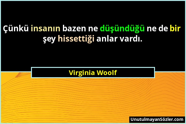Virginia Woolf - Çünkü insanın bazen ne düşündüğü ne de bir şey hissettiği anlar vardı....