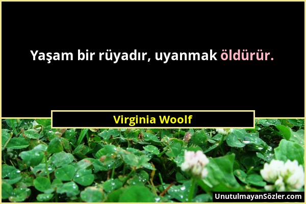 Virginia Woolf - Yaşam bir rüyadır, uyanmak öldürür....
