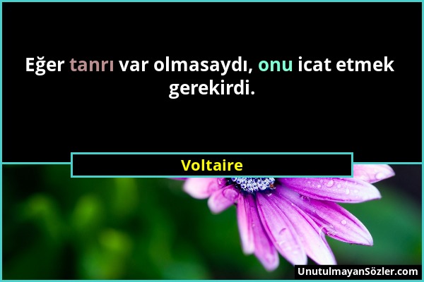 Voltaire - Eğer tanrı var olmasaydı, onu icat etmek gerekirdi....