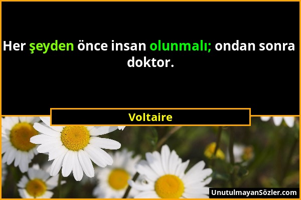 Voltaire - Her şeyden önce insan olunmalı; ondan sonra doktor....