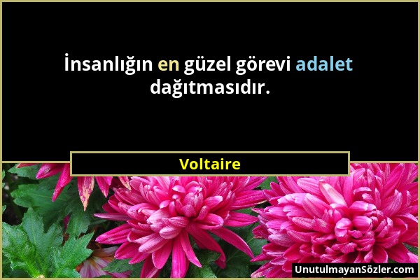 Voltaire - İnsanlığın en güzel görevi adalet dağıtmasıdır....