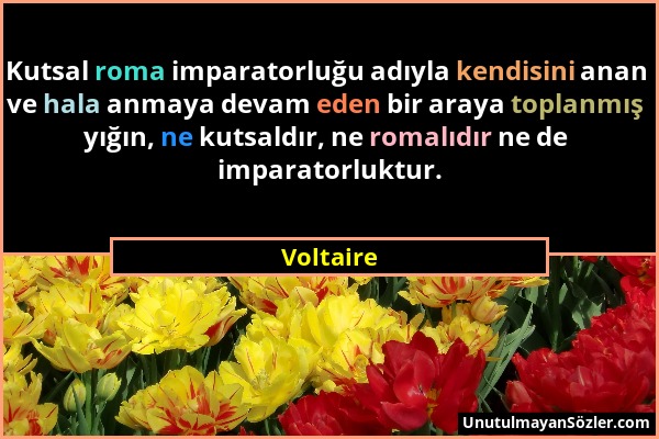 Voltaire - Kutsal roma imparatorluğu adıyla kendisini anan ve hala anmaya devam eden bir araya toplanmış yığın, ne kutsaldır, ne romalıdır ne de impar...