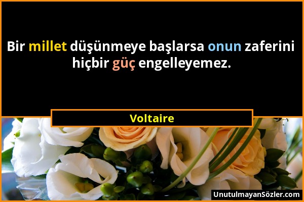 Voltaire - Bir millet düşünmeye başlarsa onun zaferini hiçbir güç engelleyemez....