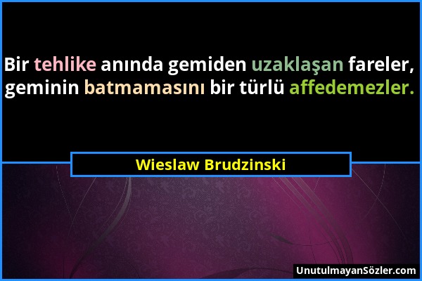 Wieslaw Brudzinski - Bir tehlike anında gemiden uzaklaşan fareler, geminin batmamasını bir türlü affedemezler....