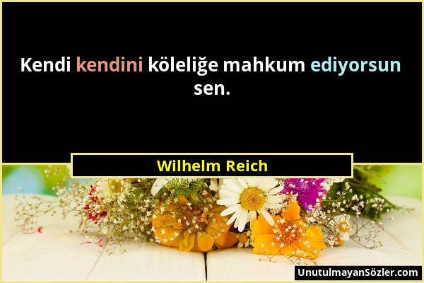 Wilhelm Reich - Kendi kendini köleliğe mahkum ediyorsun sen....