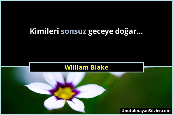 William Blake - Kimileri sonsuz geceye doğar......
