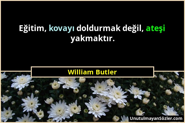 William Butler - Eğitim, kovayı doldurmak değil, ateşi yakmaktır....