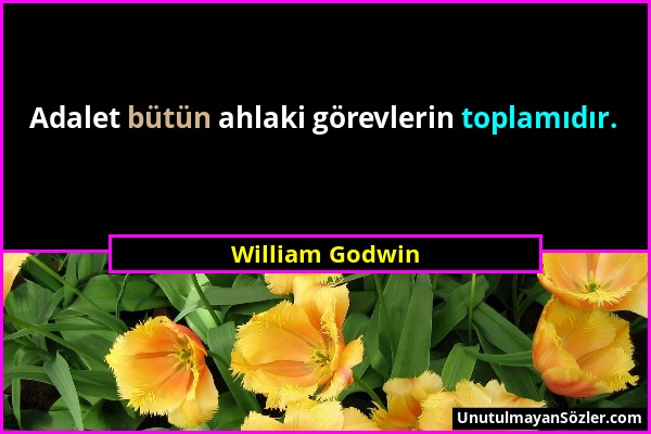 William Godwin - Adalet bütün ahlaki görevlerin toplamıdır....