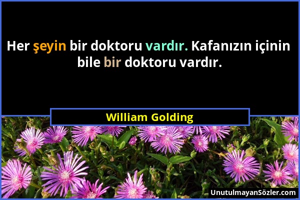 William Golding - Her şeyin bir doktoru vardır. Kafanızın içinin bile bir doktoru vardır....