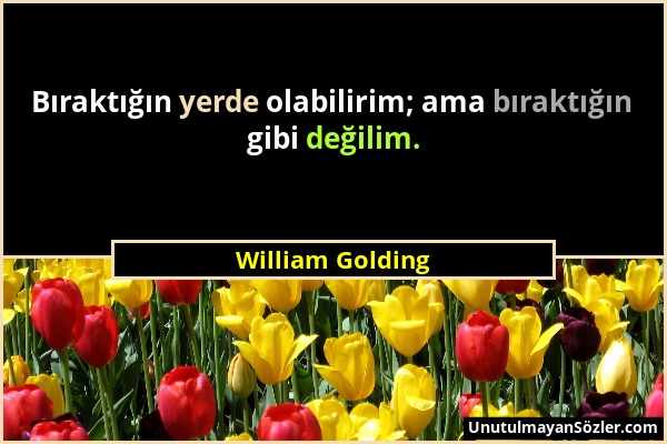 William Golding - Bıraktığın yerde olabilirim; ama bıraktığın gibi değilim....