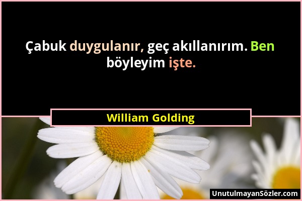 William Golding - Çabuk duygulanır, geç akıllanırım. Ben böyleyim işte....