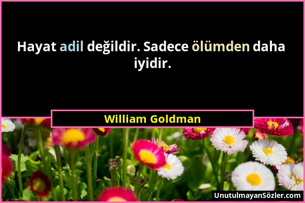 William Goldman - Hayat adil değildir. Sadece ölümden daha iyidir....