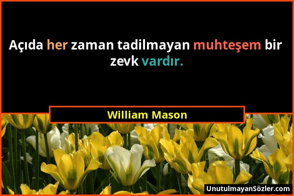 William Mason - Açıda her zaman tadilmayan muhteşem bir zevk vardır....