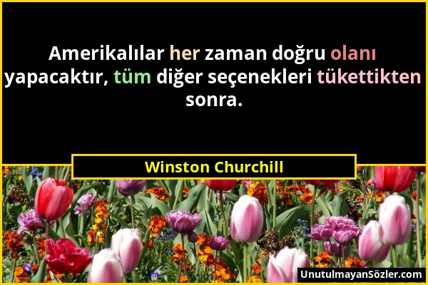 Winston Churchill - Amerikalılar her zaman doğru olanı yapacaktır, tüm diğer seçenekleri tükettikten sonra....