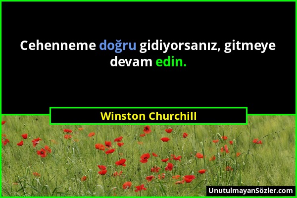 Winston Churchill - Cehenneme doğru gidiyorsanız, gitmeye devam edin....