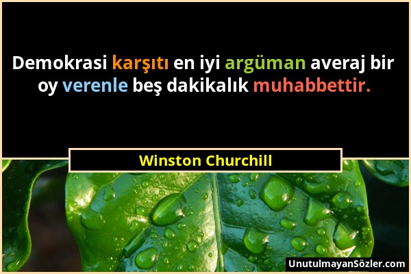 Winston Churchill - Demokrasi karşıtı en iyi argüman averaj bir oy verenle beş dakikalık muhabbettir....