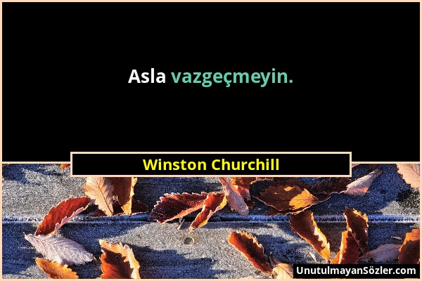 Winston Churchill - Asla vazgeçmeyin....