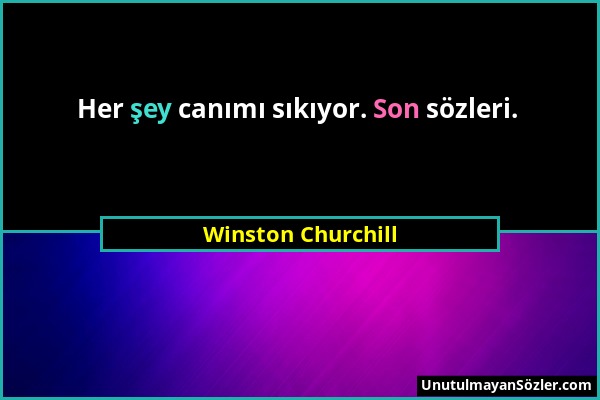 Winston Churchill - Her şey canımı sıkıyor. Son sözleri....