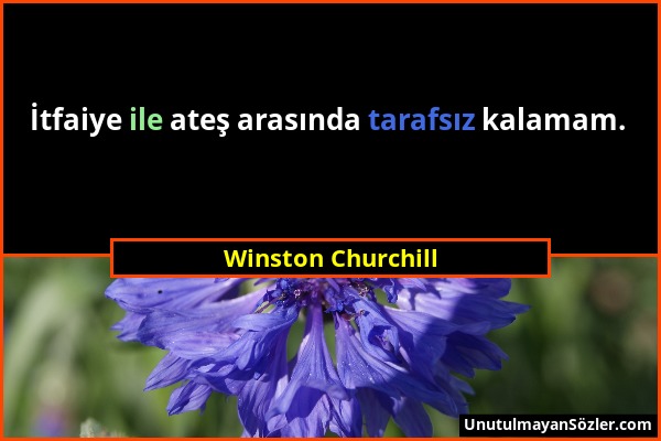 Winston Churchill - İtfaiye ile ateş arasında tarafsız kalamam....