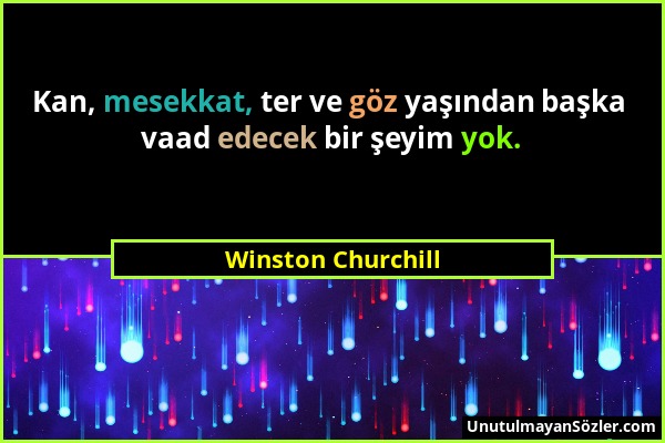 Winston Churchill - Kan, mesekkat, ter ve göz yaşından başka vaad edecek bir şeyim yok....