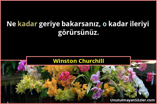 Winston Churchill - Ne kadar geriye bakarsanız, o kadar ileriyi görürsünüz....