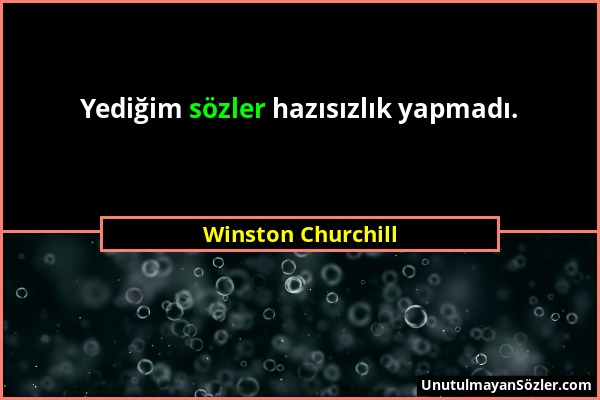 Winston Churchill - Yediğim sözler hazısızlık yapmadı....