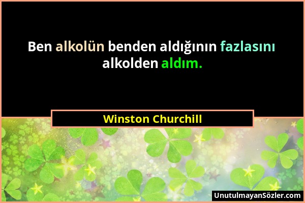 Winston Churchill - Ben alkolün benden aldığının fazlasını alkolden aldım....