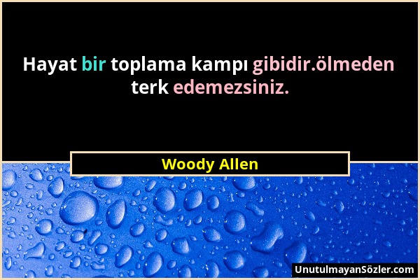 Woody Allen - Hayat bir toplama kampı gibidir.ölmeden terk edemezsiniz....