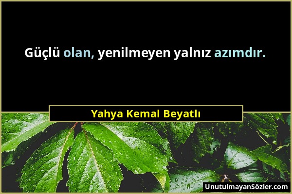 Yahya Kemal Beyatlı - Güçlü olan, yenilmeyen yalnız azımdır....